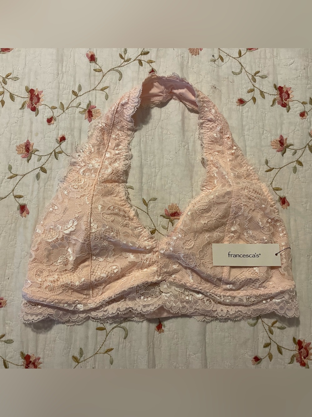NWT pink lace bralette, Halter Bra - Francesca’s Women’s Medium
